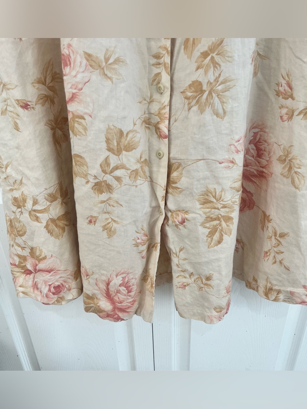 Vintage Lauren Ralph Lauren 100% linen floral button-front midi skirt, size 8. - Picture 7 of 11